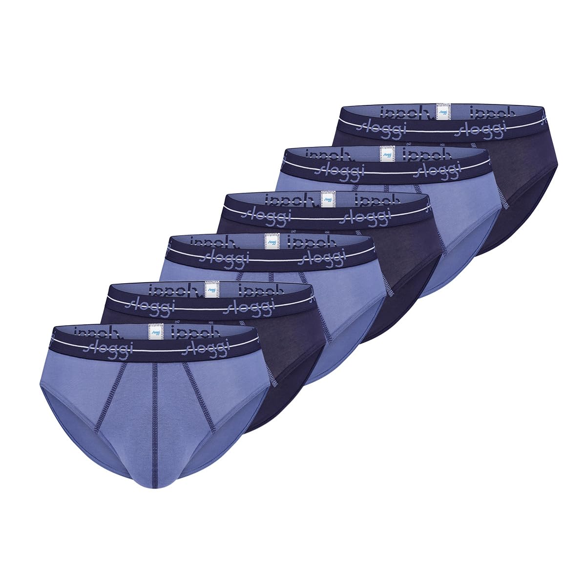 Sloggi 6er Pack Herren Midi Slips – Moderner, sportlicher Schnitt – Extra weiches Taillenband, gedoppelte Verarbeitung im Schritt – Bequeme, elastische Unterhose für optimale Bewegungsfreiheit