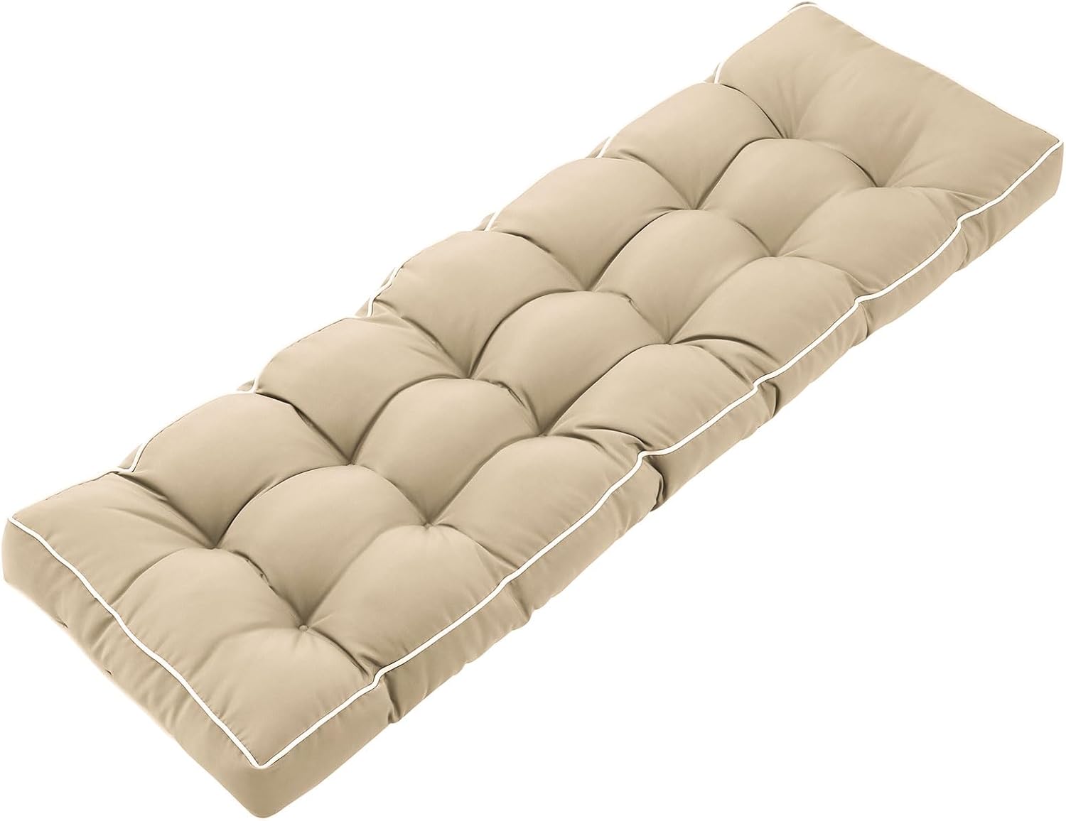 3 Seat 57 Inches Outdoor Porch Swing Cushions,Water-Resistant Tufted Patio Swing Replacement Cushions Khaki 57x19 inch
