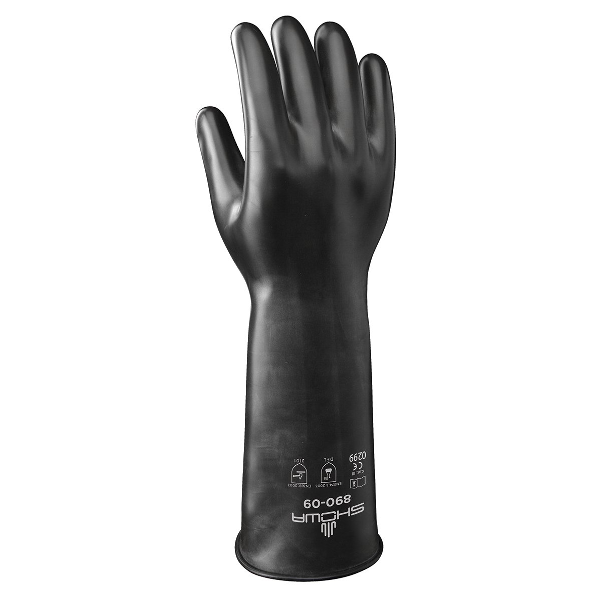SHOWA 89009 890 Unlined Viton Over Butyl Glove, Rolled Cuff, Chemical Resistant, 28 mils Thick