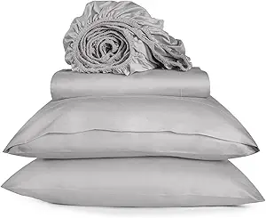URBANHUT 800 Thread Count Egyptian Cotton Sheets - California King Size, 4 Pc Bed Sheet Set, Luxury Hotel Sateen Sheets Fits 16" Deep Pocket - Silver Grey
