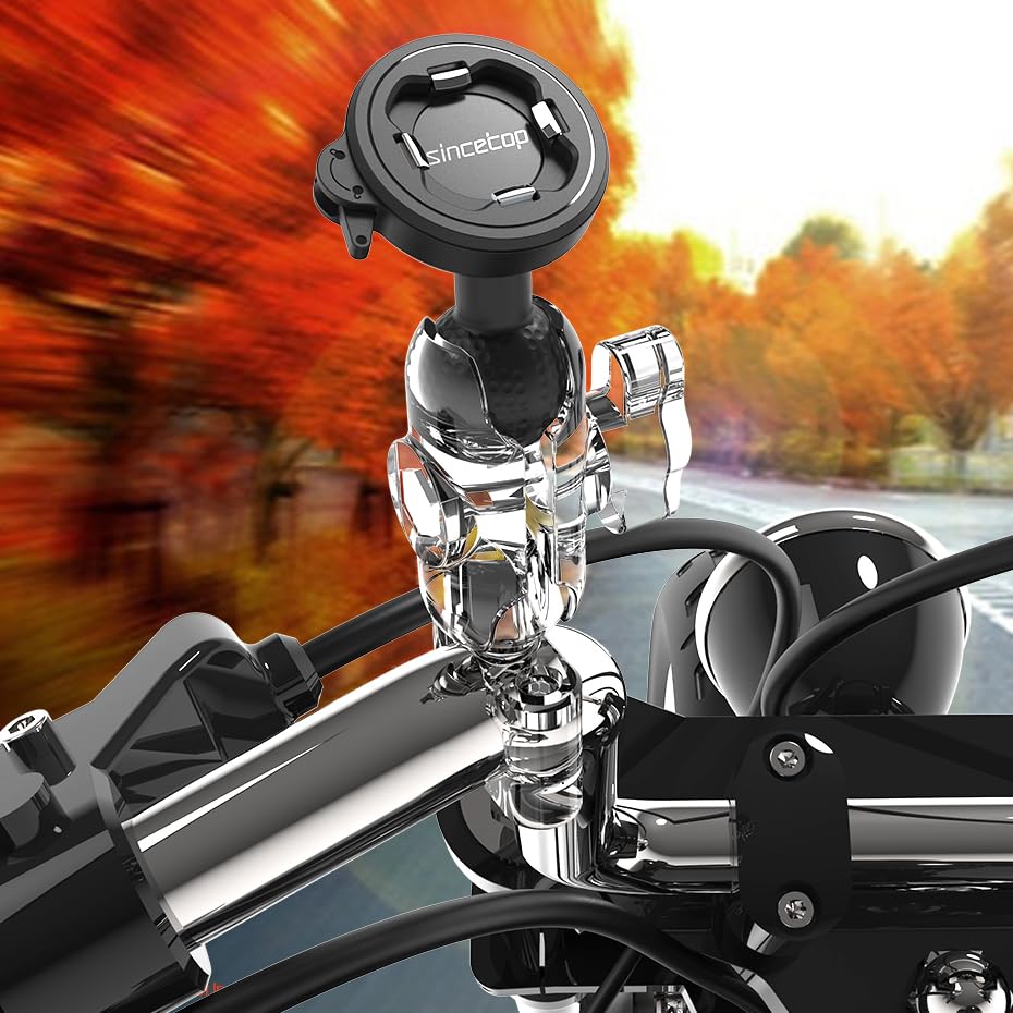 Image of sincetop Universal 1 inch Ball Motorcycle Phone Mount,Quick Release Motor Bike Smartphone Holder 【Series C - 2nd Gen】 Double Socket Arm not Included