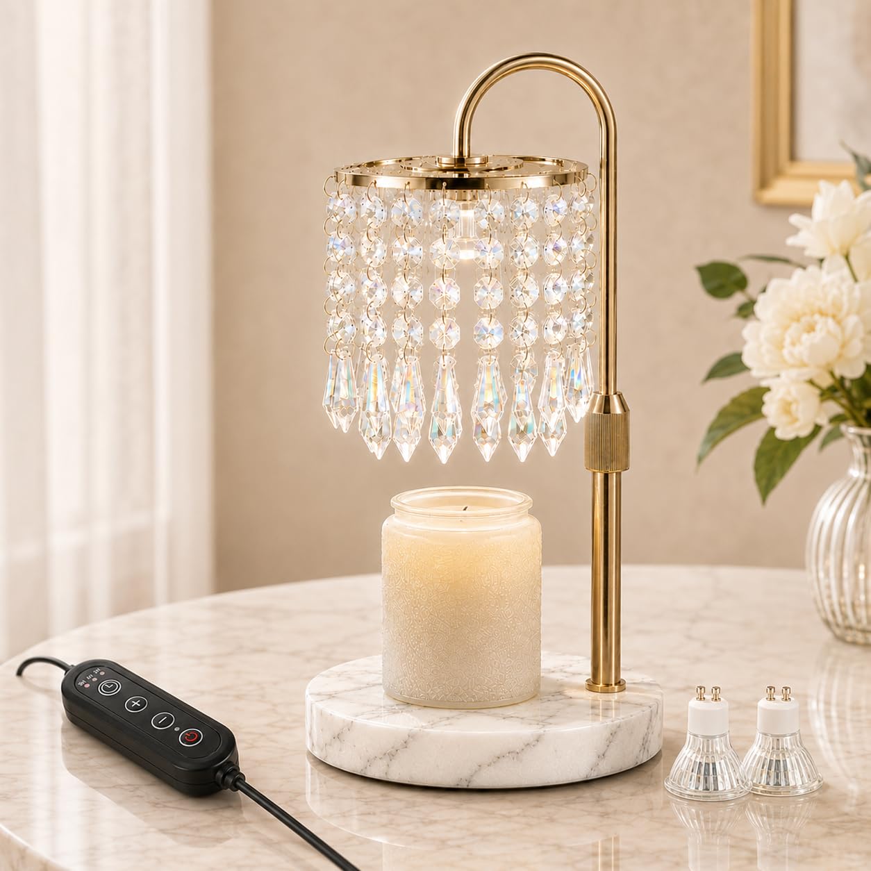 OUTON Candle Warmer Lamp with Timer Dimmer, Marble Base Candle Warmer Light