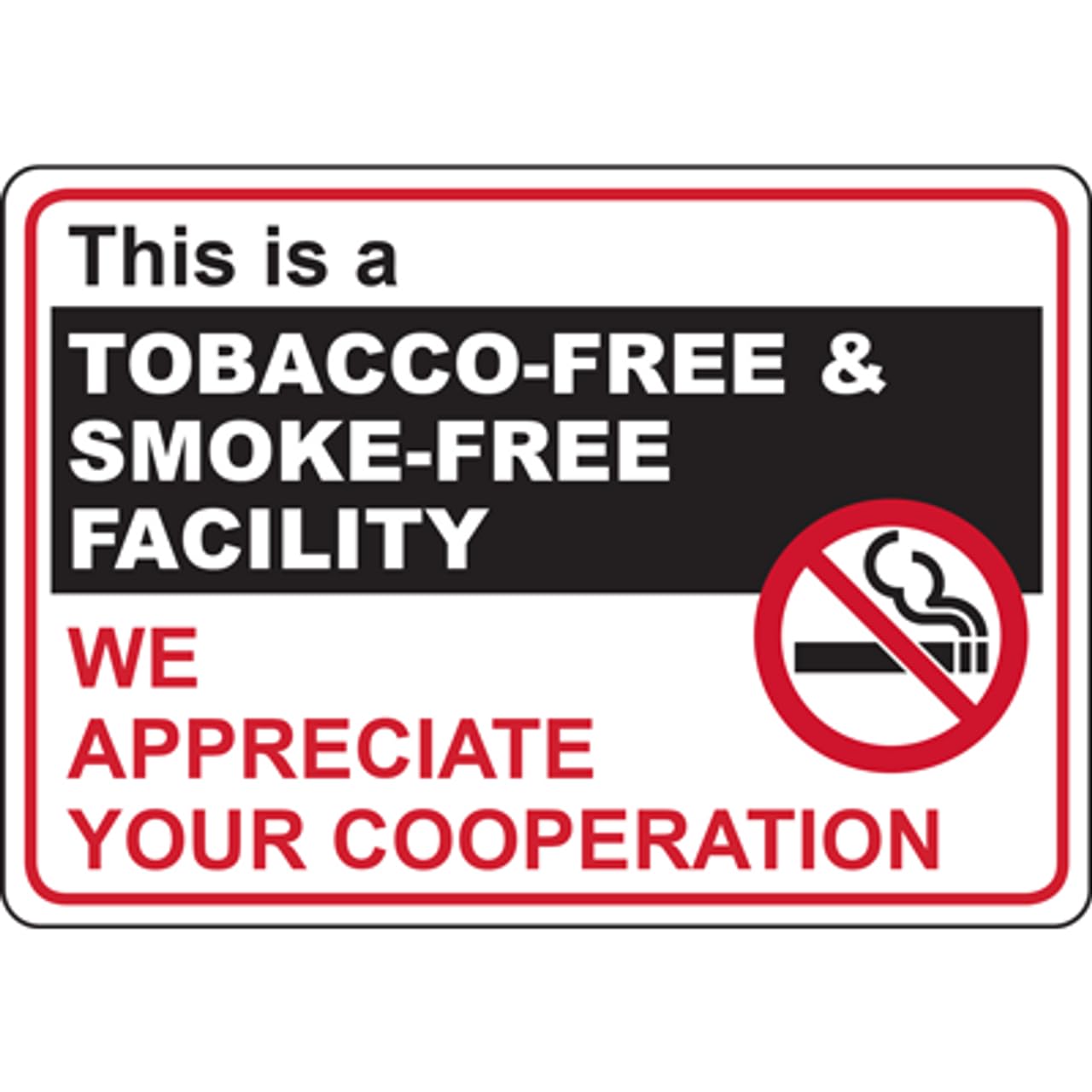 Full Site Non Smoking Standard Public Notice Metal Sign 8x12 Inch