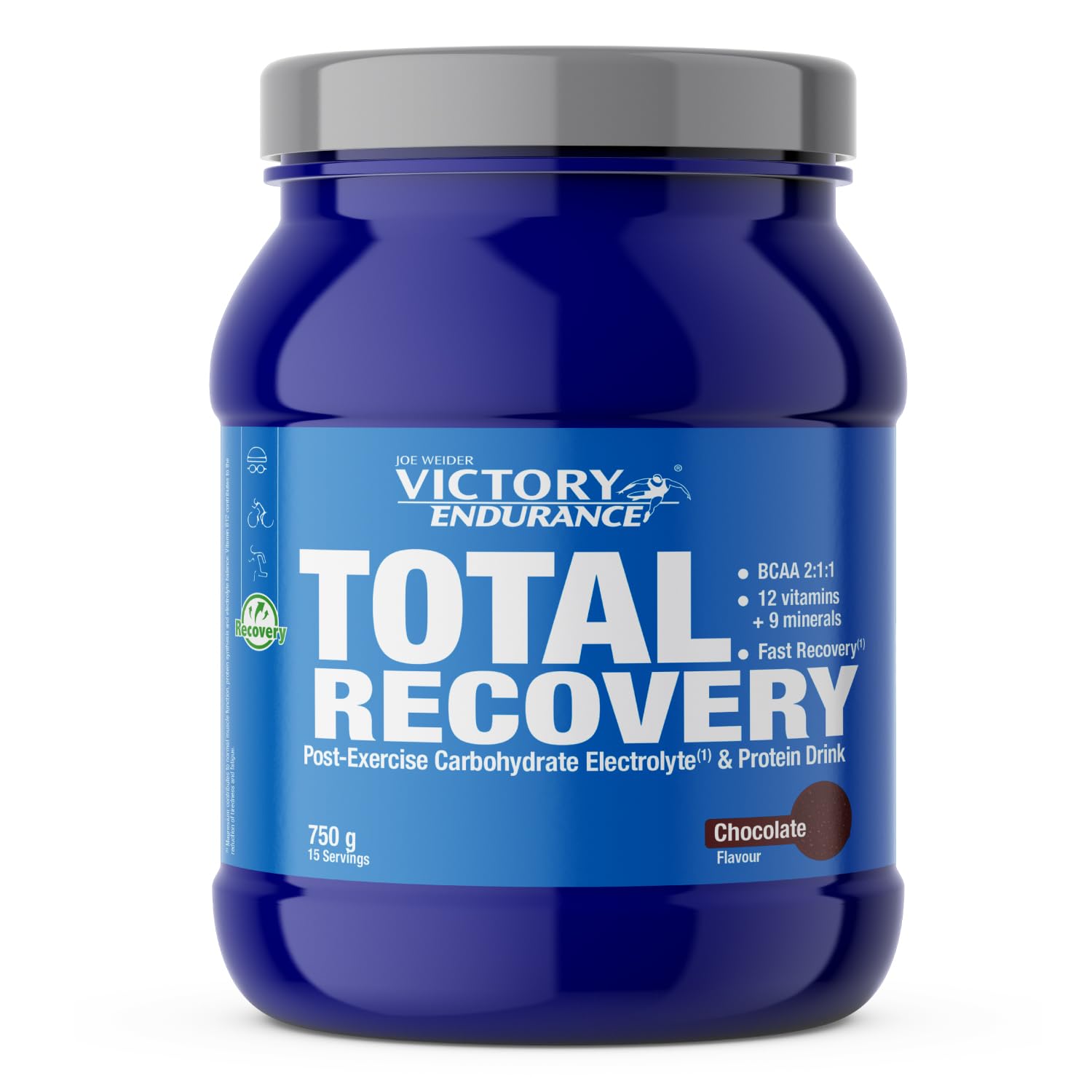VICTORY ENDURANCE Total Recovery (750g) Sabor Summer berries, Preparado Bebida Post-​Entreno de Carbohidratos Electrolitos y Proteínas, Con BCAA 2:​1:​1, 12 Vitaminas y 9 Minerales