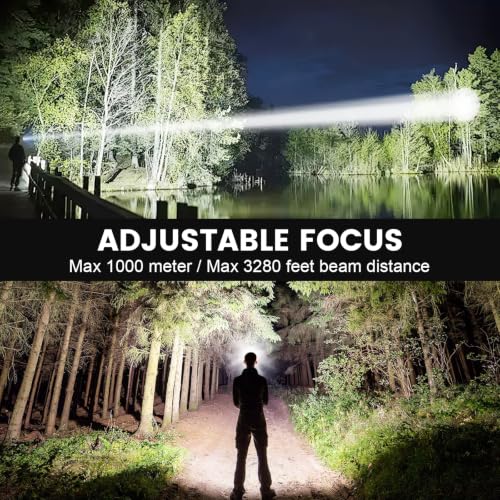 Kmivo 2-Pack Rechargeable LED Headlamps - 99,000 High Lumens Super Bright Head Light with 3 Modes, 90° Adjustable Tilt, IPX6 Waterproof for Camping, Hiking, Running & Outdoors - Image 5