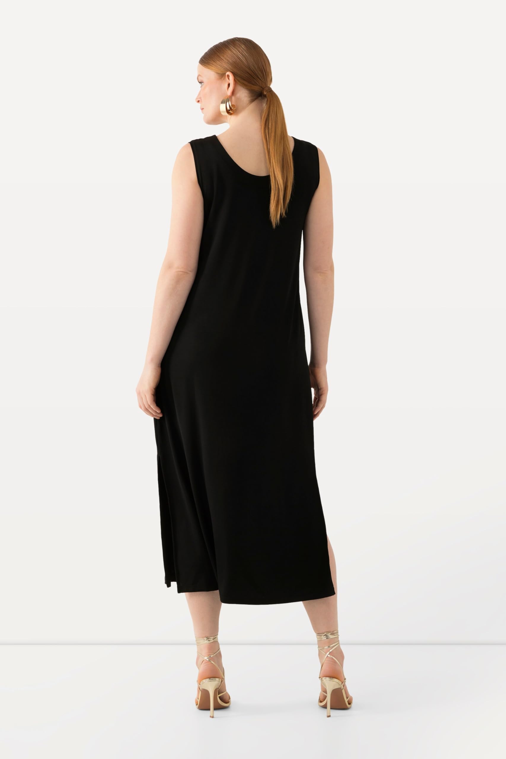 Ulla Popken Damen Slinky-midikleid, A-Linie, V-Ausschnitt, Ärmellos Slinkykleid