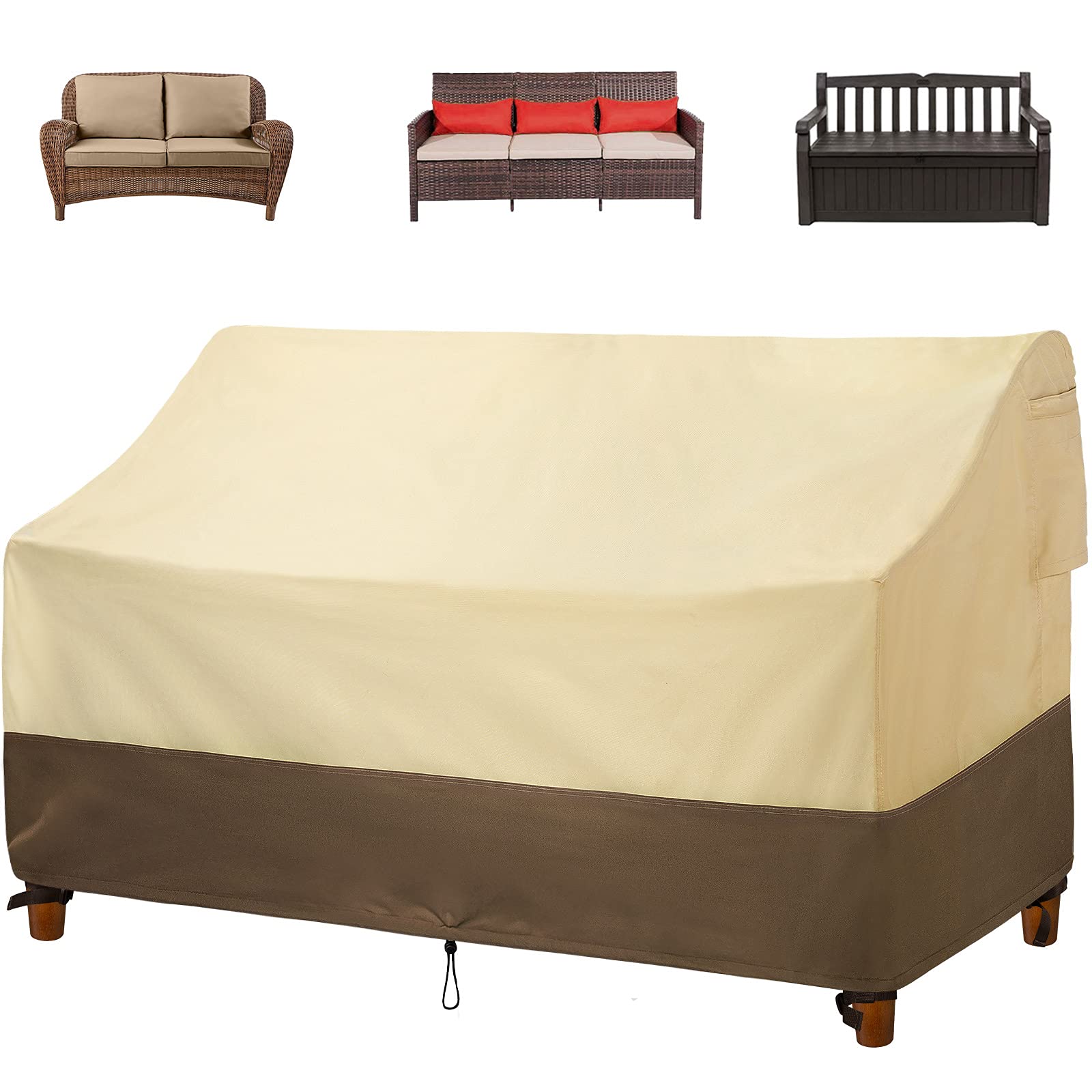 Kikcoin Patio Loveseat Cover, 100% Waterproof Outdoor Furniture Covers 58" W x 32.5" Dx 31" H, 600D UV-Coated Heavy Duty U...