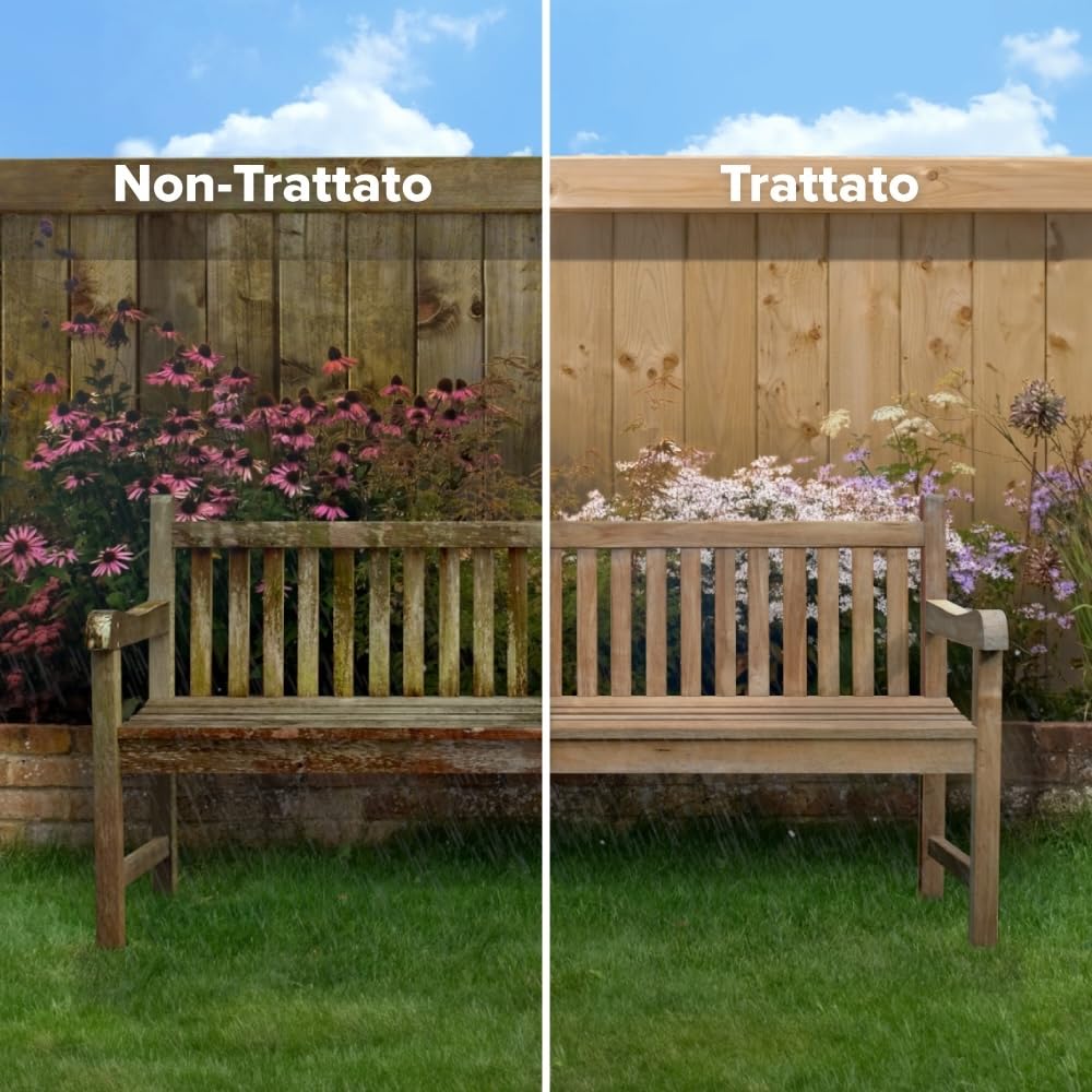 Roxil Impregnazione del legno 2 x 5 l e spruzzatore a pressione – fino a 10 anni di protezione dalle intemperie e idrofobiatura per legno tenero e legno duro invecchiato – Adatto per mobili in legno