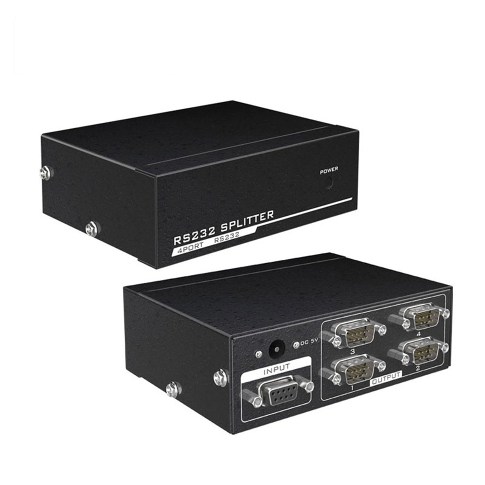8X MT-RS104 Splitter RS232 Seriale da 1 Un 4 Splitter Switcher Bidirezionale RS232 da 4 Un 1 con Adattatore di Alimentazione-Spina EU