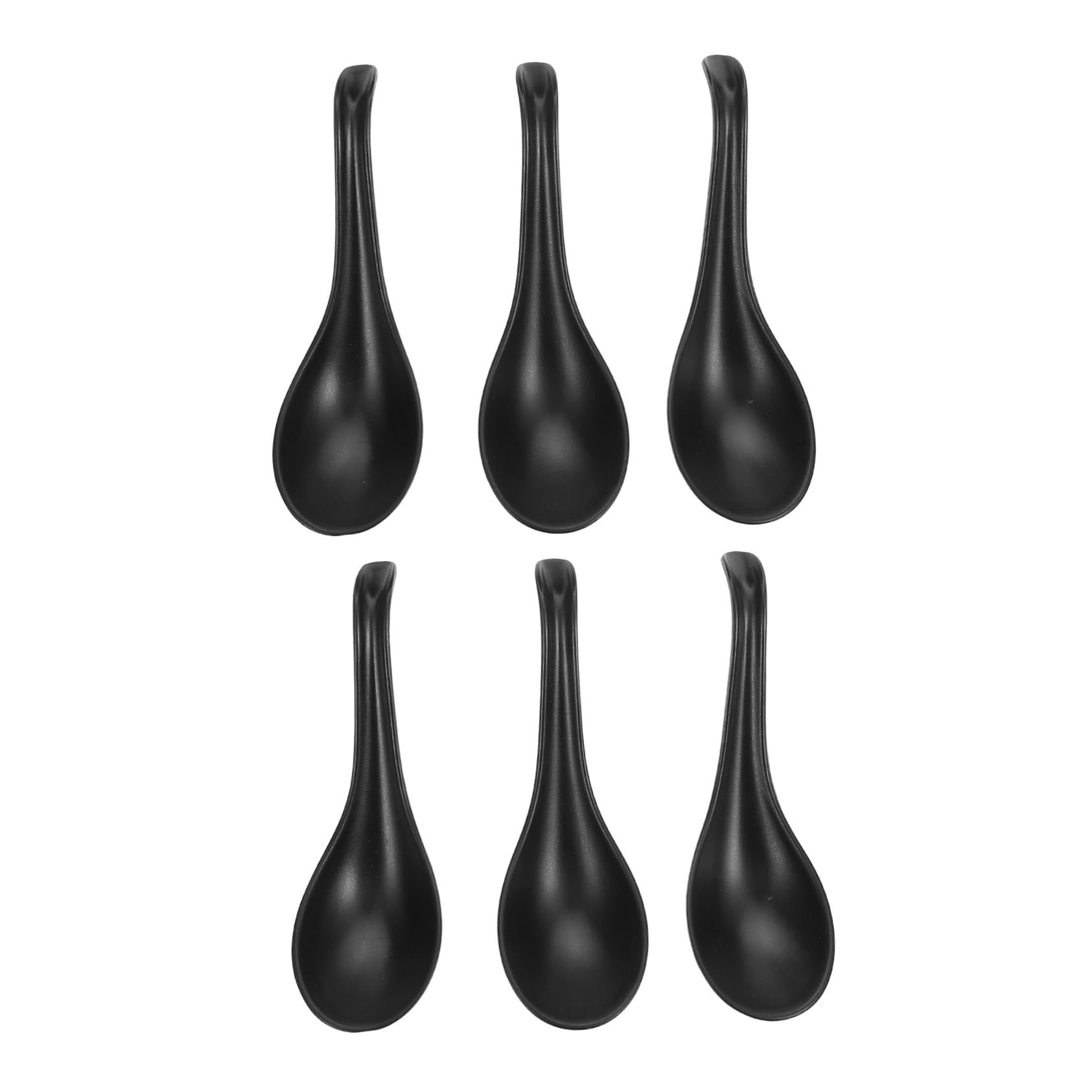 GRIRIW 6pcs Melamine Spoon Mixing Spoons Chinese Won Ton Soup Spoon Cocktail Tasting Spoon Flatware Japan Spoon Porcelain Spoon Porridge Spoon Cereal Spoon Serving Spoon Spoons Black