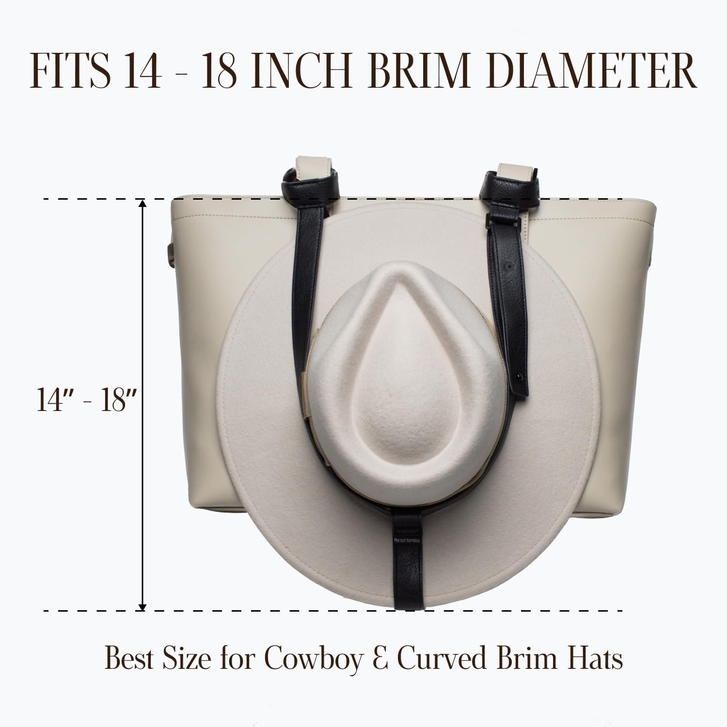Hat Holder for Travel- Stylish Durable Travel Accessory for Purses, Totes, Bags, Backpacks, Luggage & More | Fits Multiple Cowboy Hats with Thick Or Curved Brims (Black Vegan Leather) image 5
