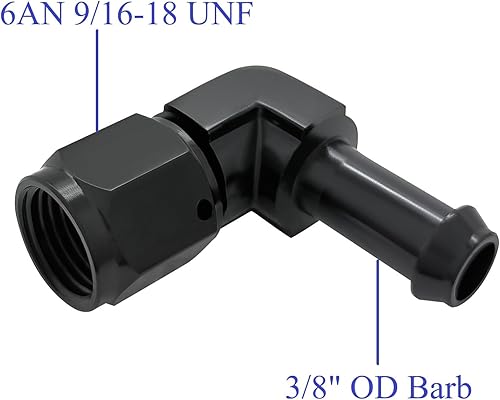 Miniatura 8 de YSIL 6AN hembra a 516 "OD Barb Adaptador de montaje de aluminio giratorio de 90 grados, conector de extremo de manguera de bloqueo de empuje, negro,