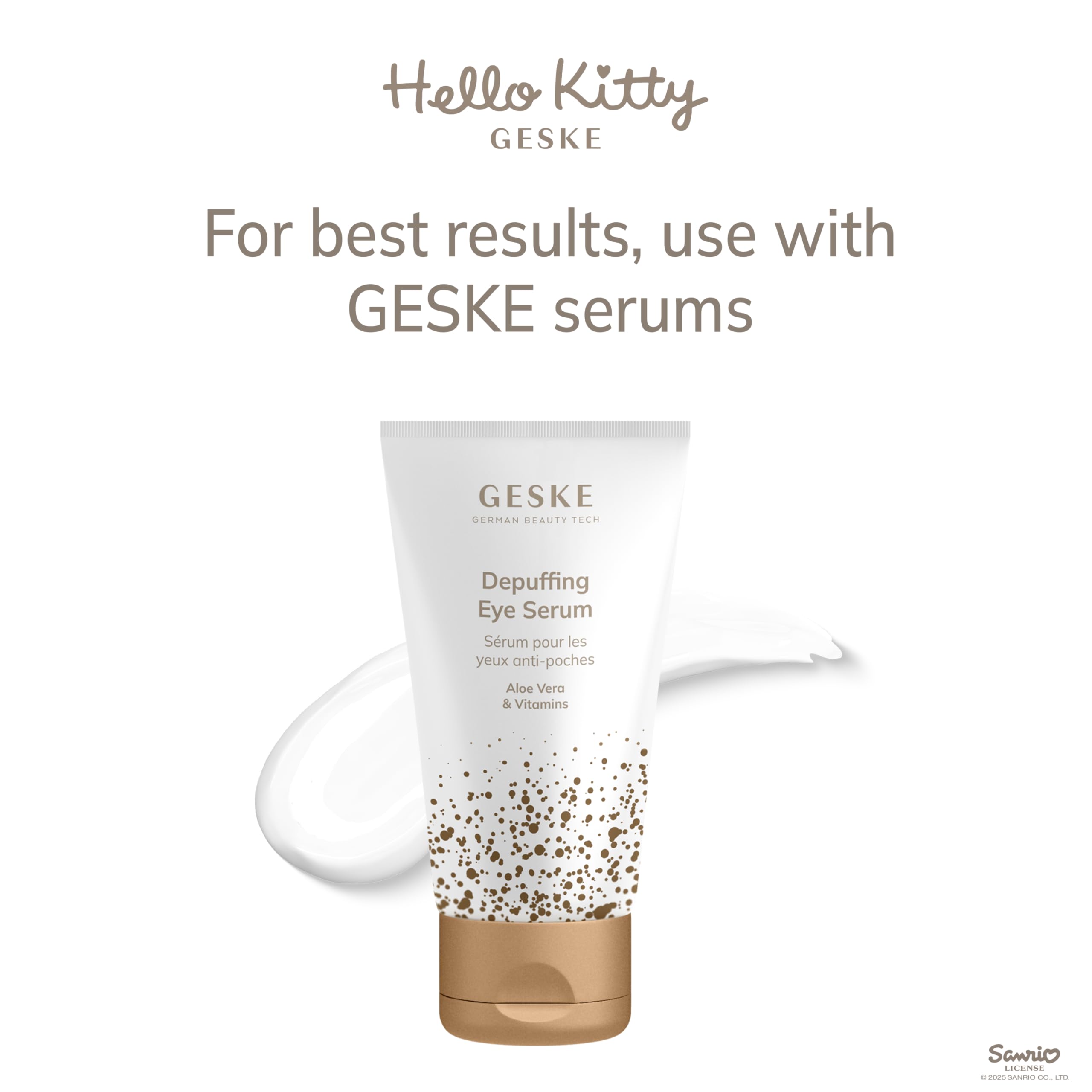 GESKE x Hello Kitty | SmartAppGuided™ Warm & Cool Eye Energizer | 6 in 1 | Augenmassagegerät | Massagegerät gegen Augenringe | Tränensäcke und Schlupflider entfernen | Elektrische Augenmassage