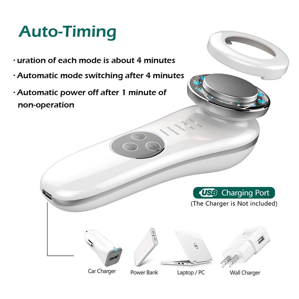 Aparato Facial Ultrasonido, 7 En 1 RF LED Facial Instrumento Multifuncional Dispositivo Anti-Edad Rejuvenecimiento De La Piel Anti-Arrugas Anti-Acné Apriete De La Piel Limpieza Facial