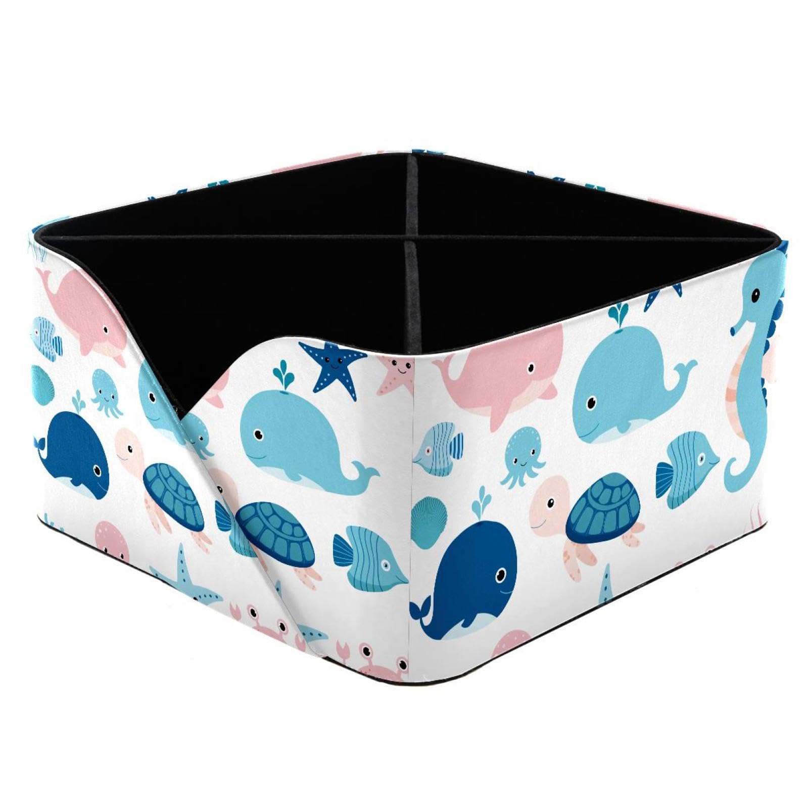 KengjuTesu Marine Life Whale Desktop Organizer Pen Holder, Rectangular Pencil Cup for Office, Study and Makeup Stations