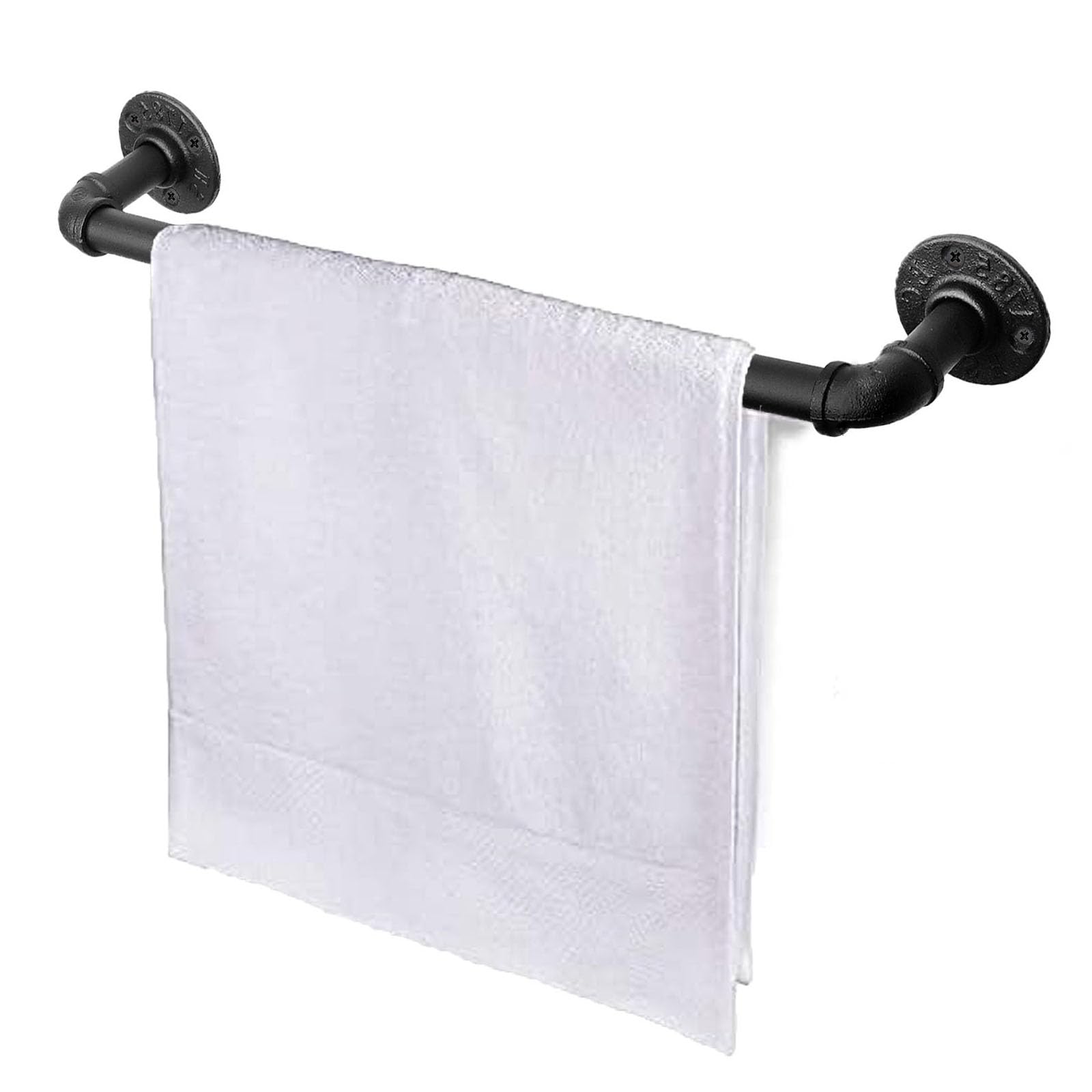 Jeasor Industrial Pipe Towel Bar, DIY Bathroom Shelf Rack Hanging Towel, Steampunk Wall Mount Bath Rustic Towel Rack Holder Rail with 3 Hooks (18 Inch)