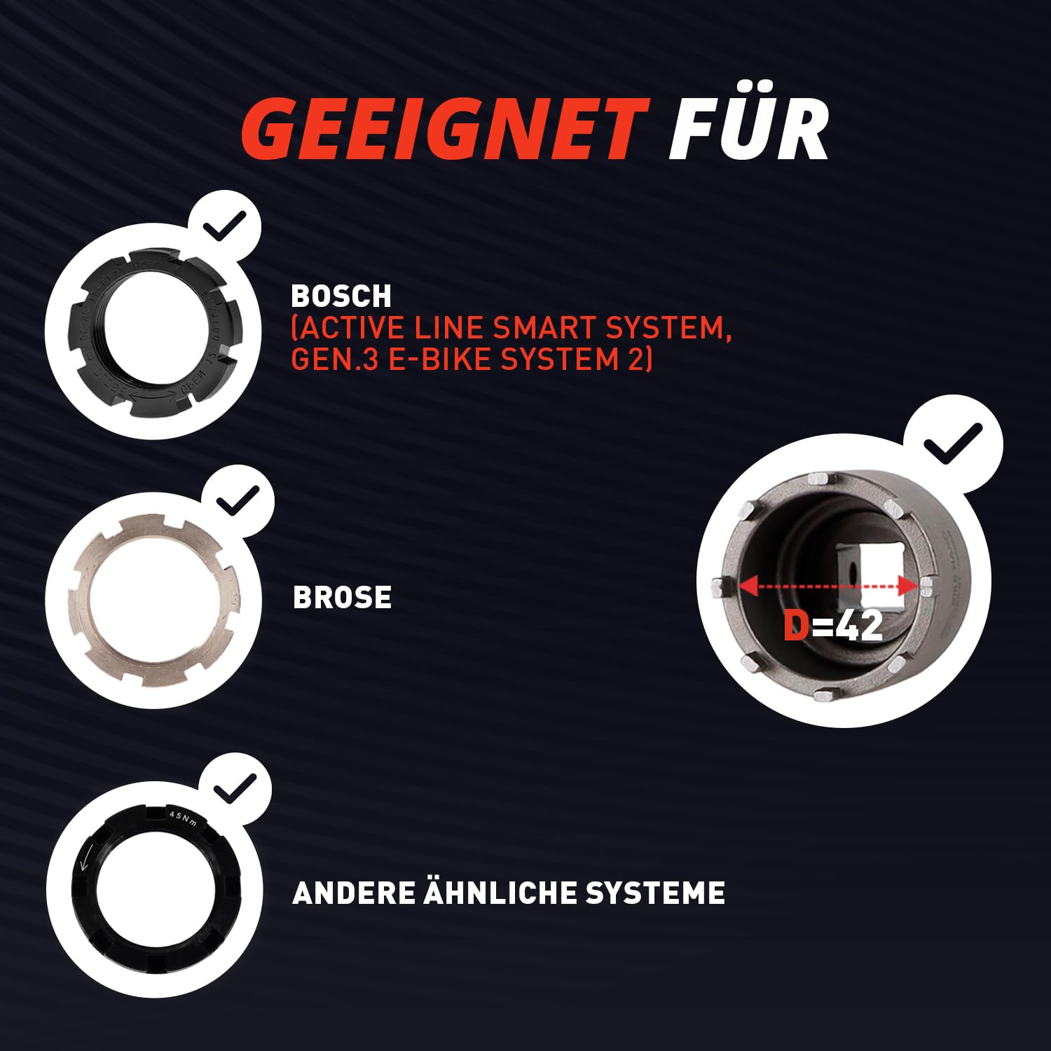 Tretlager Werkzeug für Bosch Lockring Gen 3/4/5 – Hochwertiges Tretlagerschlüssel für E-Bike Tretlager | Werkzeug & Kurbelabzieher Fahrrad | Bosch Spider Tool