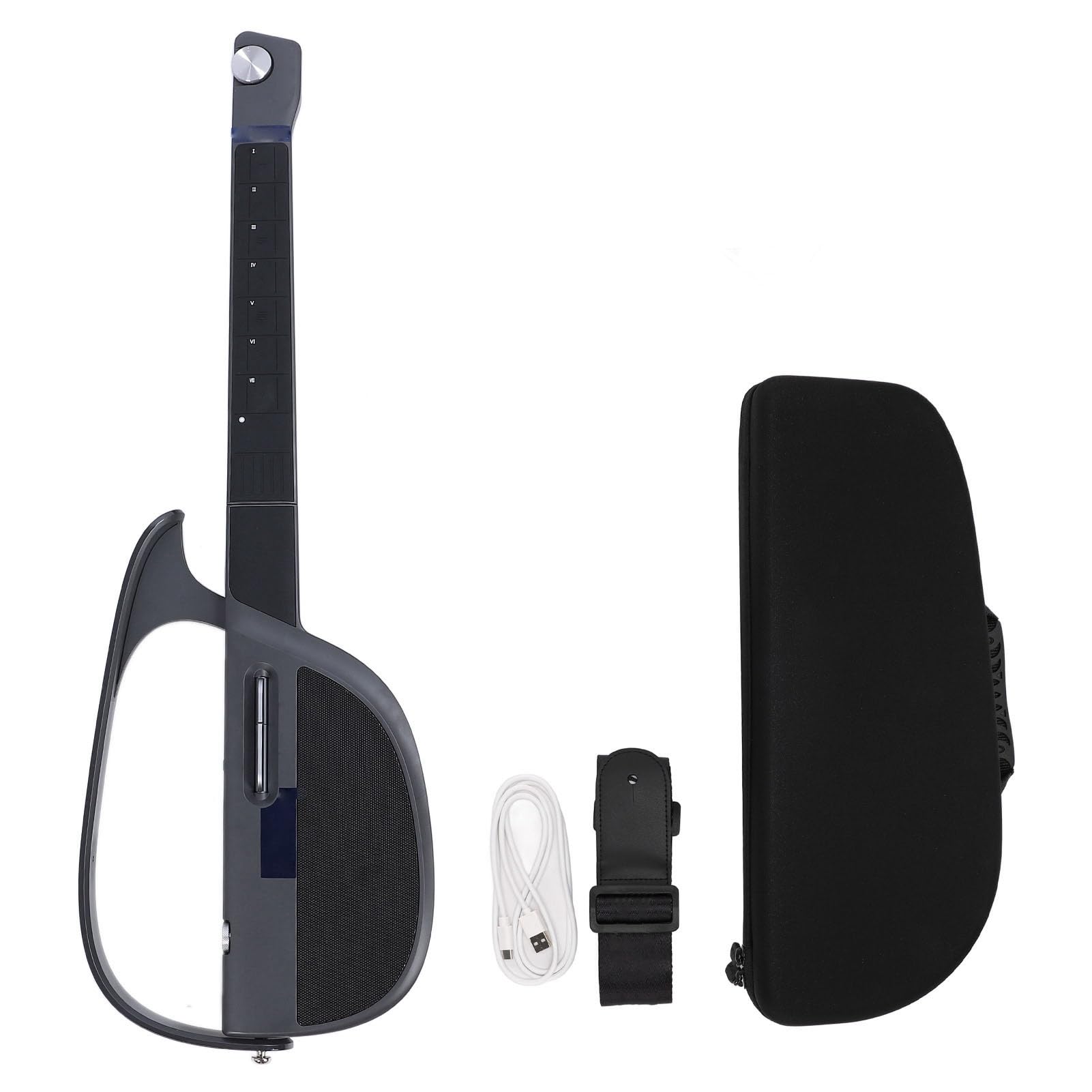 C1 Stringless Smart Guitar, Foldable Travel Stringless Guitar, App Interactive Chord Sheets, Built in Speaker and Drum system, Automatic Accompaniment Guitar with Storage Bag