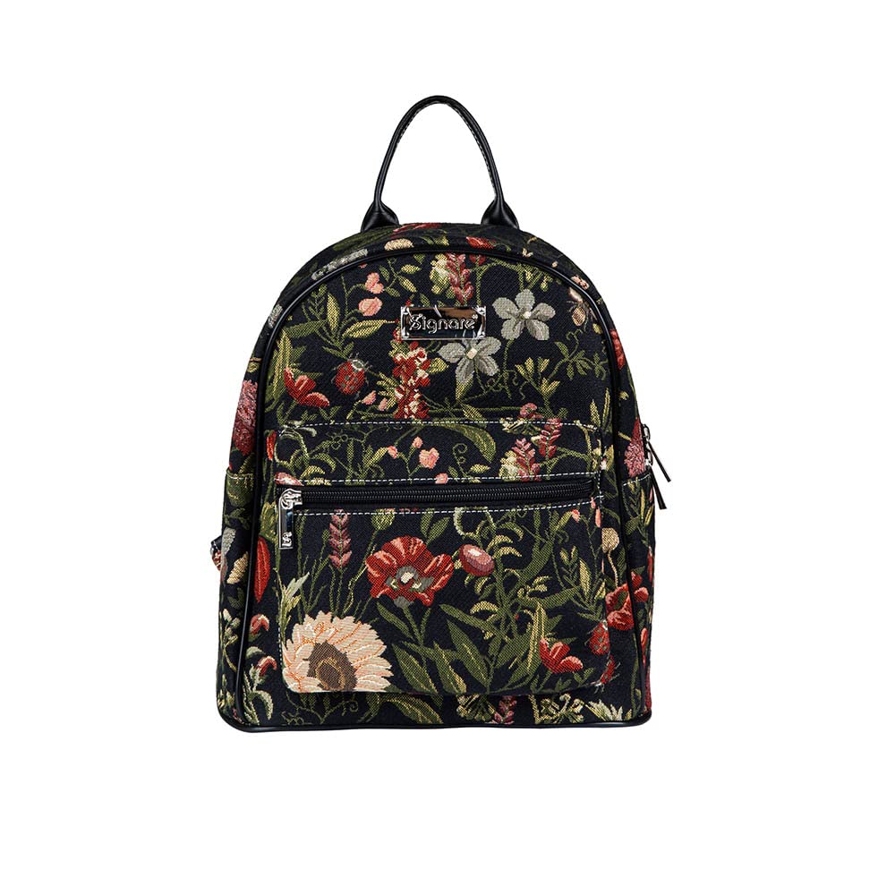 Signare Tapestry Women Backpack Rucksack Casual Daypack, Morning Garden Black, Daypack Backpacks