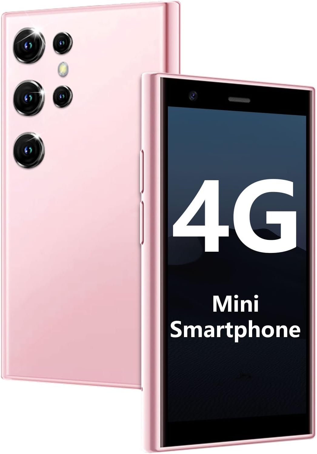 Mini Smartphone 4G Unlocked Kid's Smart Phone 3.0'' HD Touch Screen World's Smallest Cell Phone 2000mAh Battery Dual SIM Little Mobile Phone with Face ID Child Cellphone for Student 3GB+32GB Pink