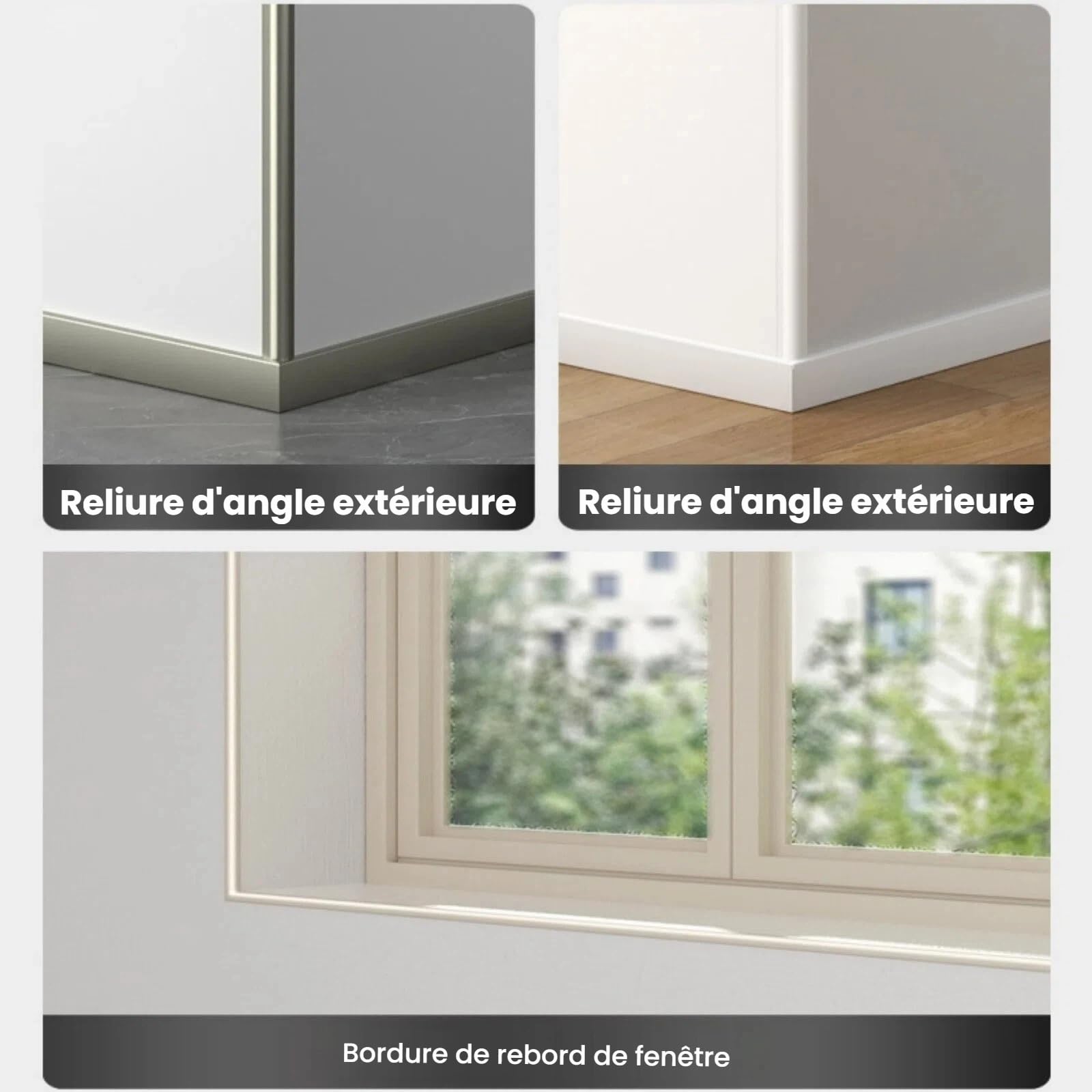 Profilé De Protection D’Angle en Aluminium 100 Cm – Lot De 3, Baguette De Finition pour Bords De Carrelage, Protection des Coins Mur Et Sol pour Salle De Bain Et Cuisine(Gray,20mm)