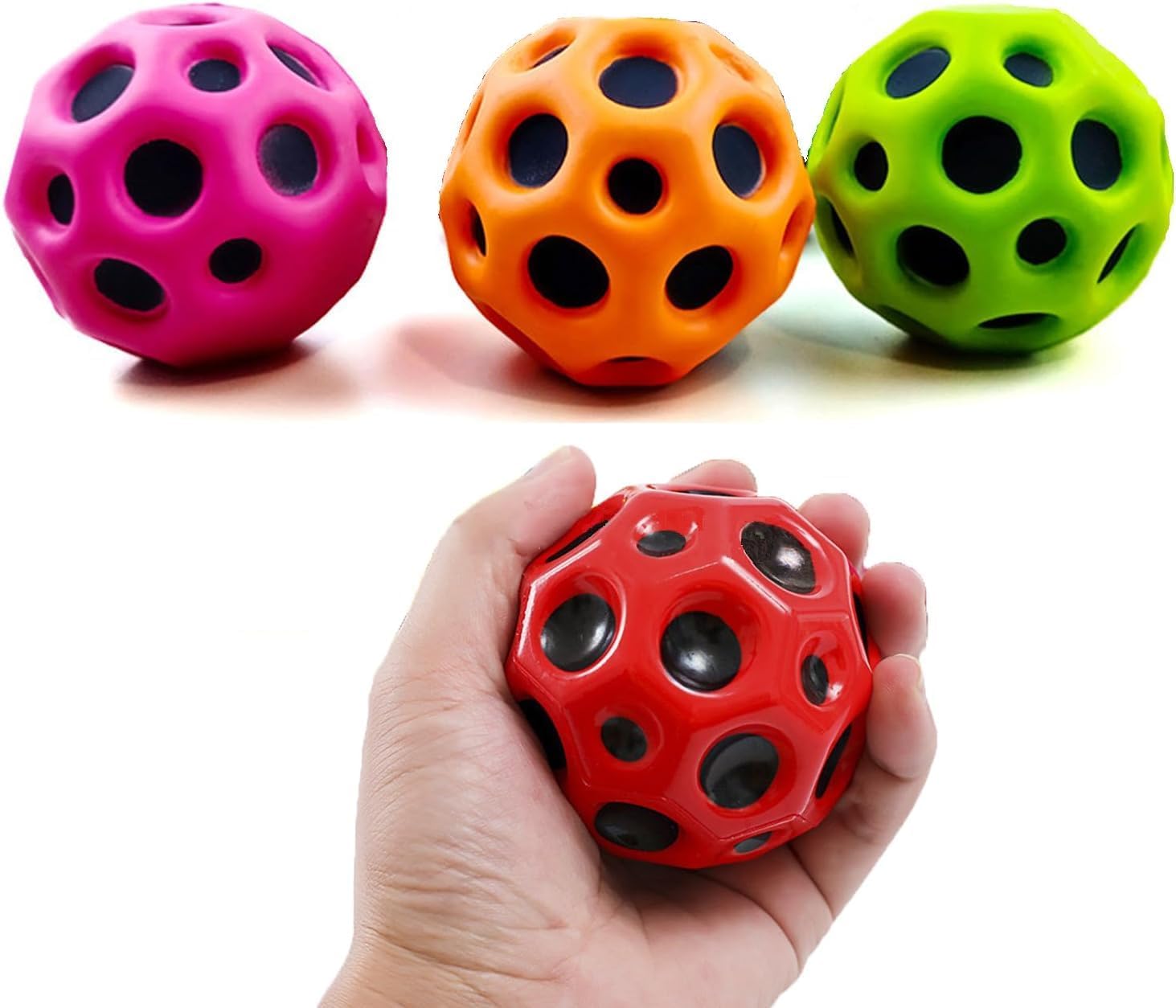 Pavilix Super Bouncy Coral Star Anti Stress Ball | Moon Crater Texture Soft Rubber Beach Garden Outdoor Indoor Picnic Cricket Coral Ball (Multicolor) (Moon Ball, 1, Count) (B0DB6B3GX8) Amazon Price History, Amazon Price Tracker