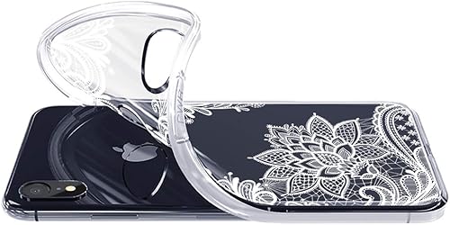 Miniatura 3 de Funda de teléfono para iPhone XR 2018 niñas mujeres, delgada, a prueba de golpes, transparente, patrón floral, suave y flexible, funda protectora de
