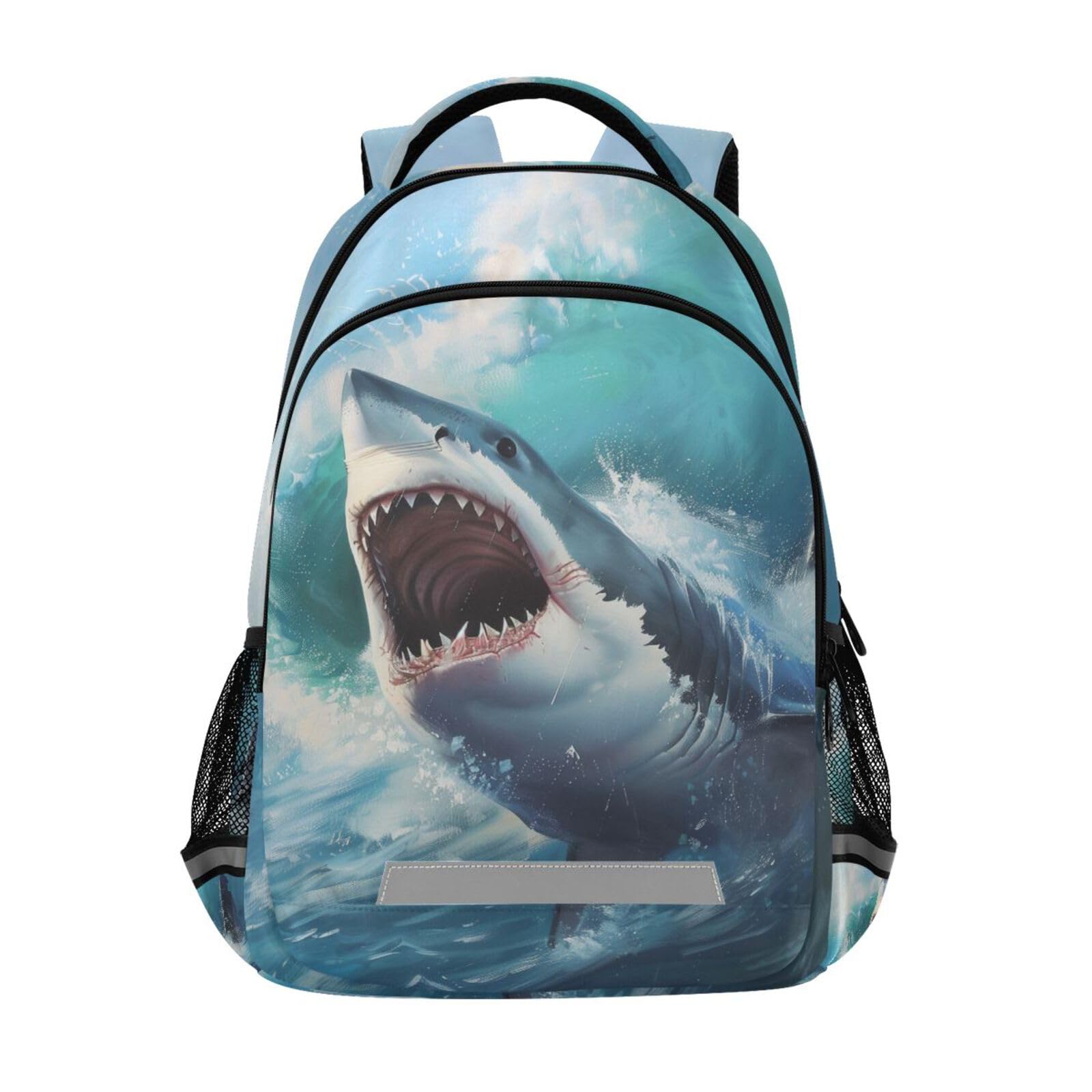 ALAZA Shark Backpack for Boys, Ocean Sea Wave Kids Laptop Bookbag with Reflective Strip 17in