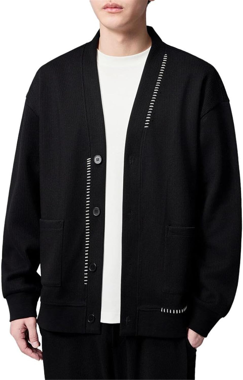 Open Sweater for Men, Autumn Men's Outerwear-Black-Small