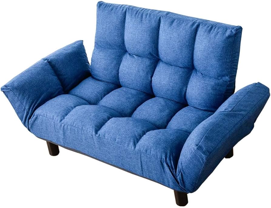 ファブリックネイビー 2人掛けソファ リクライニング　コンパクトソファ Amazon｜ソファー 2人掛け リクライニング ひじ掛け ローソファ フロア
