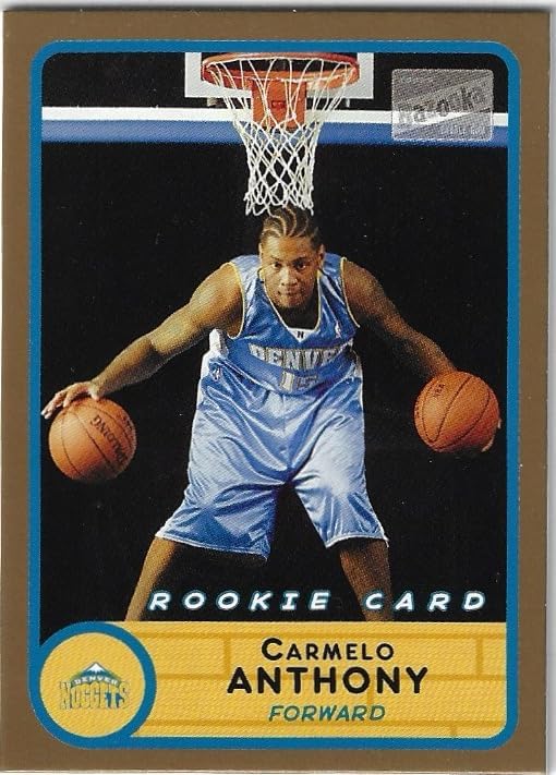 Carmelo Anthony Bazooka Gold Parallel Rookie Card Collectible Basketball Card - 2003 Topps Basketball Trading Card #240 (Nuggets)