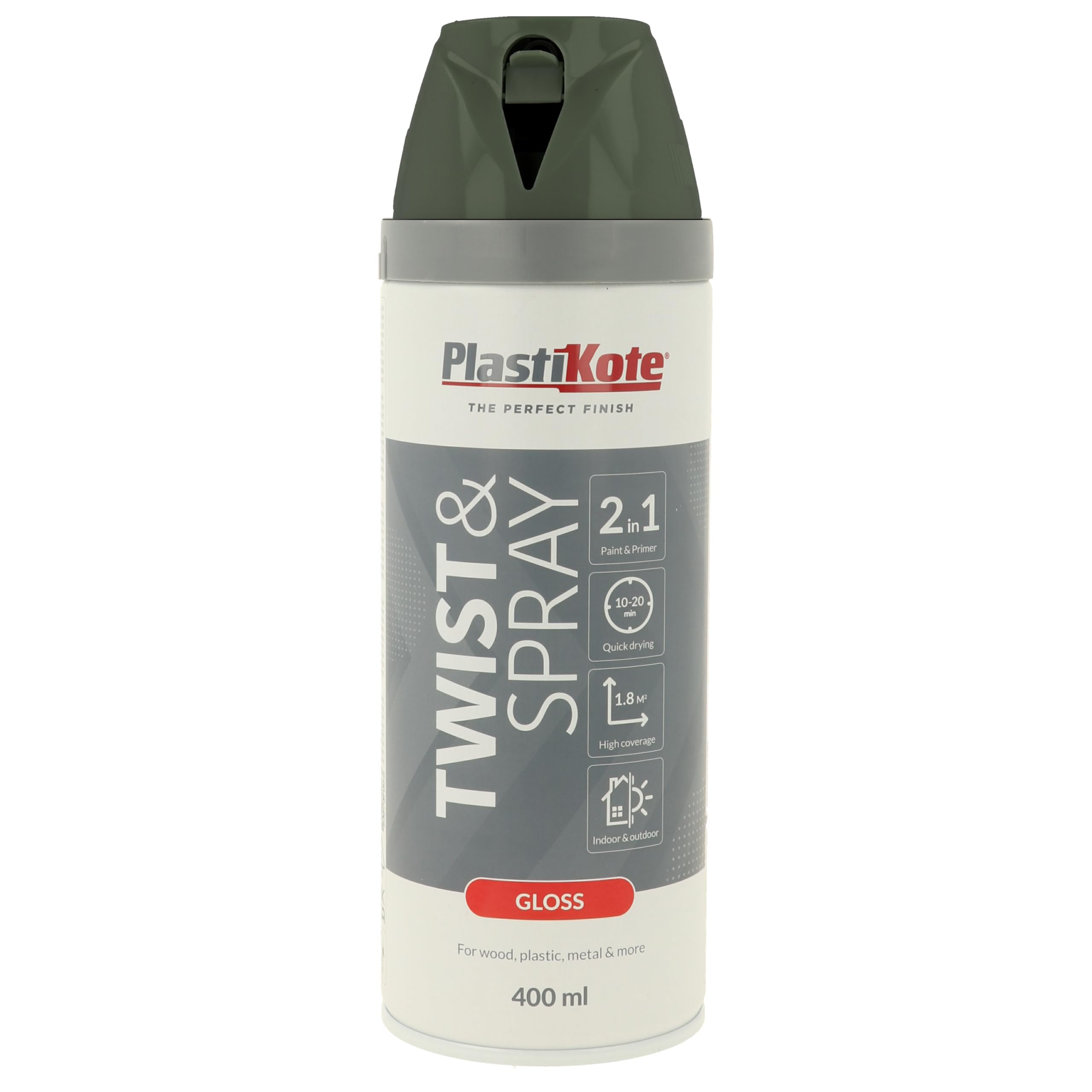 Plastikote Grey 021101 Twist & Spray Gloss Medium 400Ml