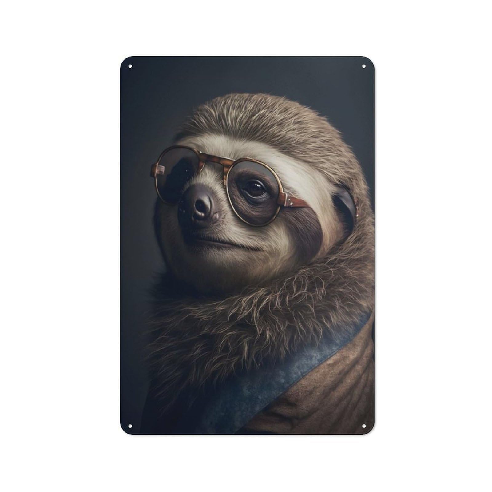 Nostalgic Sloth Portrait Decorative Tin Plaque 30x20cm, Classic Pub Decor for Diner, Restaurant, Shed Or Kitchen