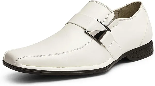 Bruno Marc Men's Classic Slip-on Dress Loafers Shoes,Size 10,White,Giorgio-3
