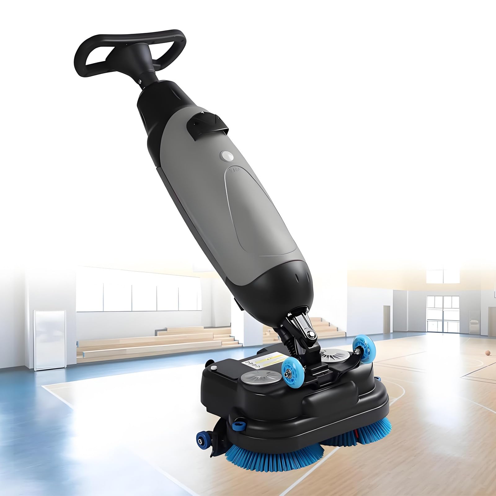 Máquina Limpiadora de Pisos Eléctrica Comercial, Fregadora Manual con Tanques Dobles y Cepillos Intercambiables, Ideal para Oficinas, Hoteles, Restaurantes y Garajes Grey-110V
