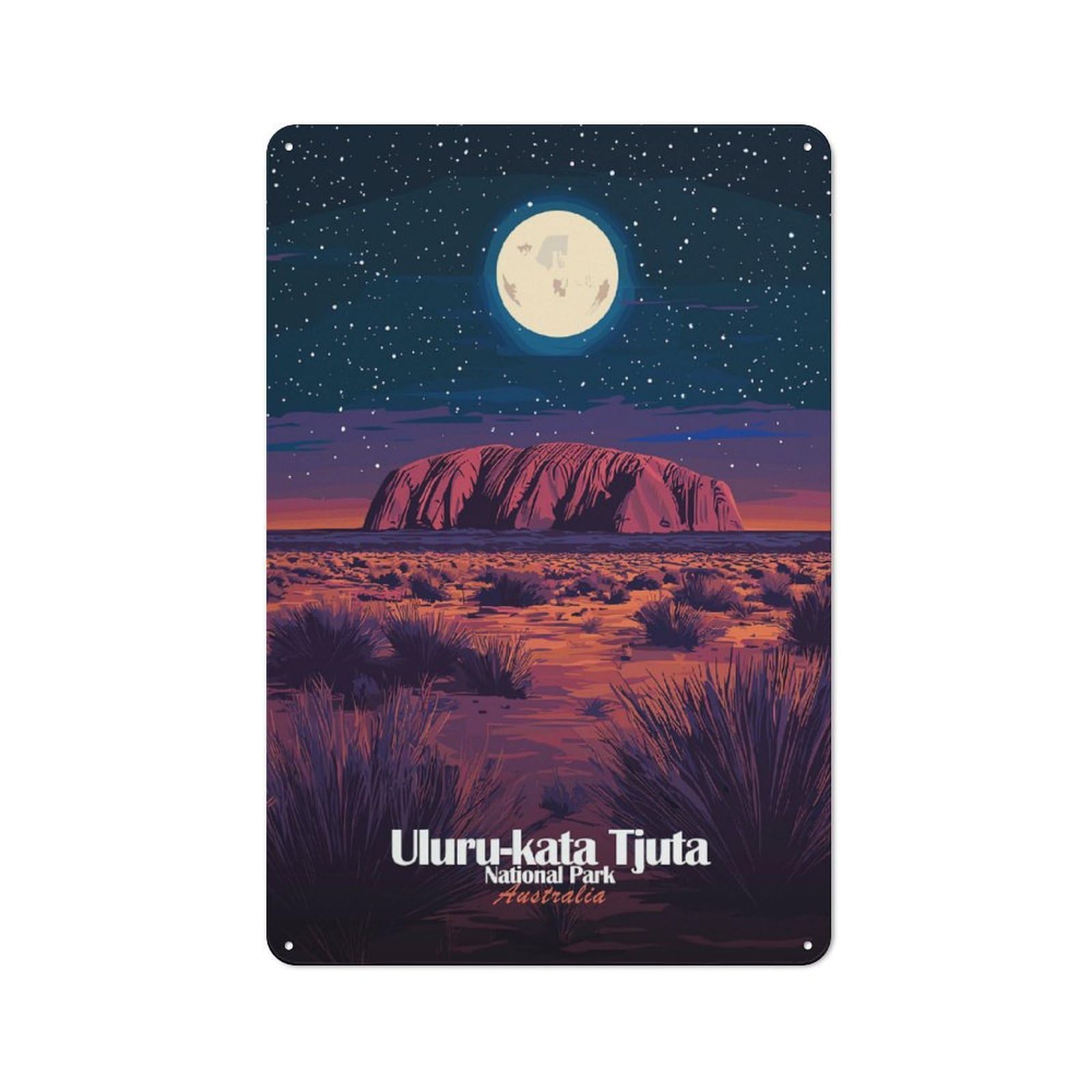 Junmoney Style-17 Barn Style Farmhouse Metal Sign 30X20cm Featuring Uluru-Kata Tjuta National Park, Cottage Wall Art For Kitchen, Cottage, Porch Or Garden Room