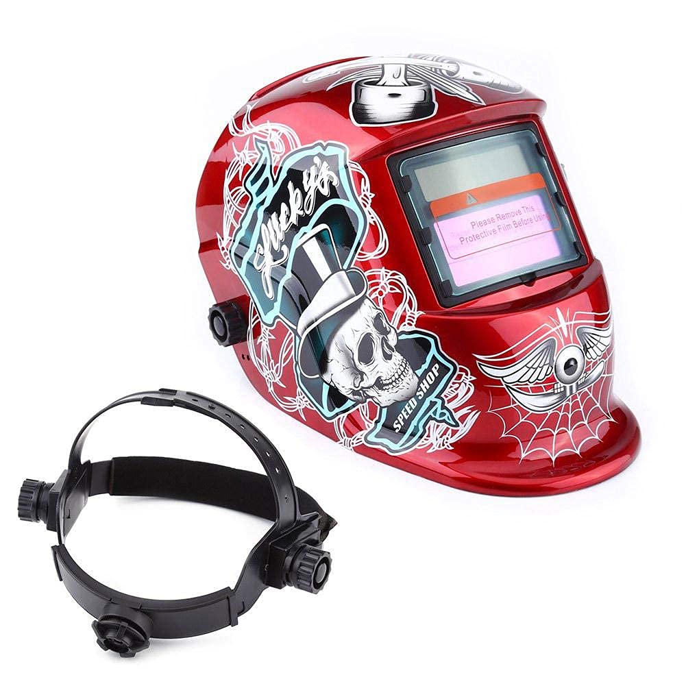 Ejoyous Careta Soldar Automatica, Máscara de Soldadura Protección de Soldador Energía Soldar para Más Modos TIG MIG MAG, Pirata Rojo, Amplia Sombra 4/9-13