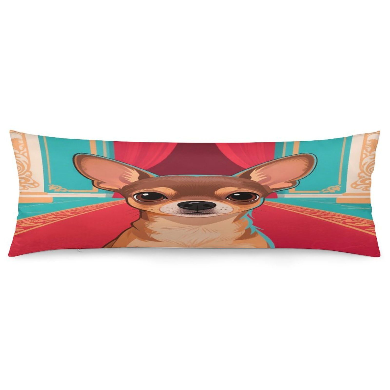 VstaDank Chihuahua Pillow Cover Decorative Lumbar Pillow Cover 19x53 Inch Long Body Pillows Case Soft Luxury Decorative Throw Pillowcase for Couch Sofa Bedroom Car Decor Pillowcover