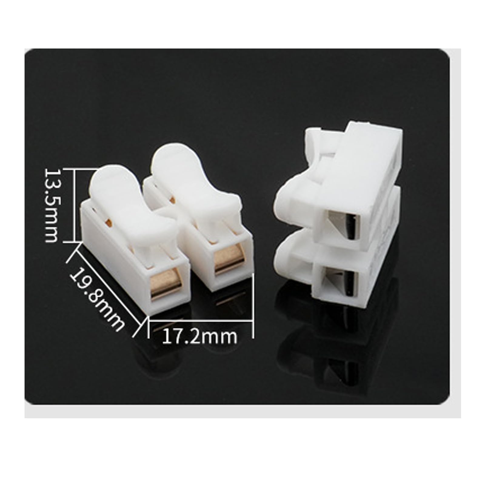 100 PCS Spring Connector, CH2 Quick Connector, 2P No Welding Quick Connector, Cable clamp Terminal Block, Screw Terminal Barrier Block for LED Strip Light Wire Connecting - Image 2