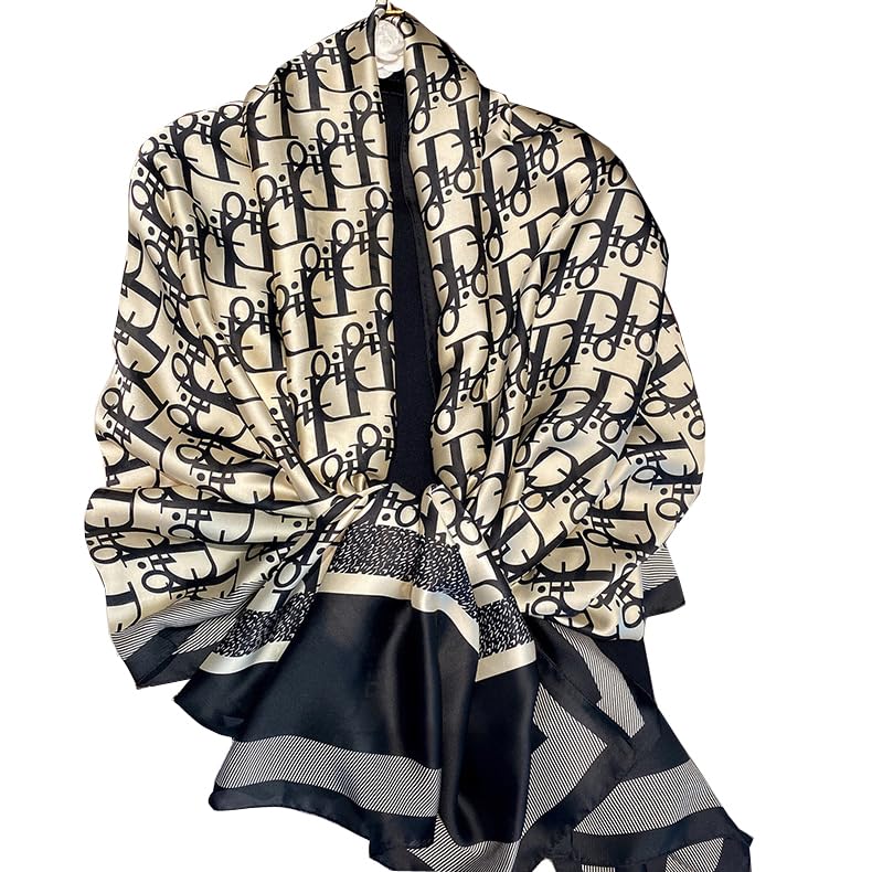 FairyCity Womens large Luxury Silk Scarf Satin Summer Scarf Lightweight Fashion Shawl Wrap