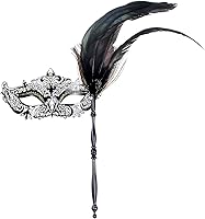 Vista 101 de IETANG - Antifaces venecianos para parejas, baile de máscaras, accesorios de disfraz o fiesta, 1 par Negro