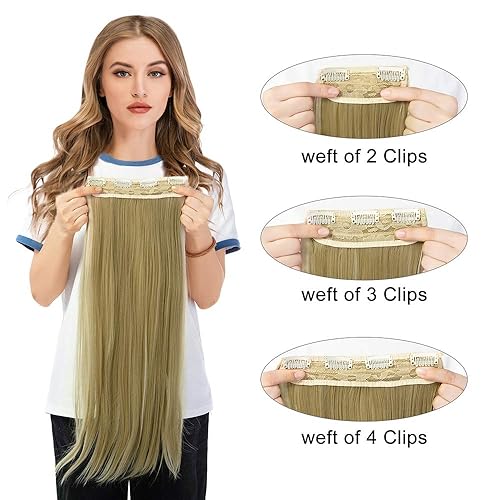 Miniatura 5 de Extensiones de cabello ondulado, doble trama, 7 piezas con 16 clips, largo de 24 pulgadas