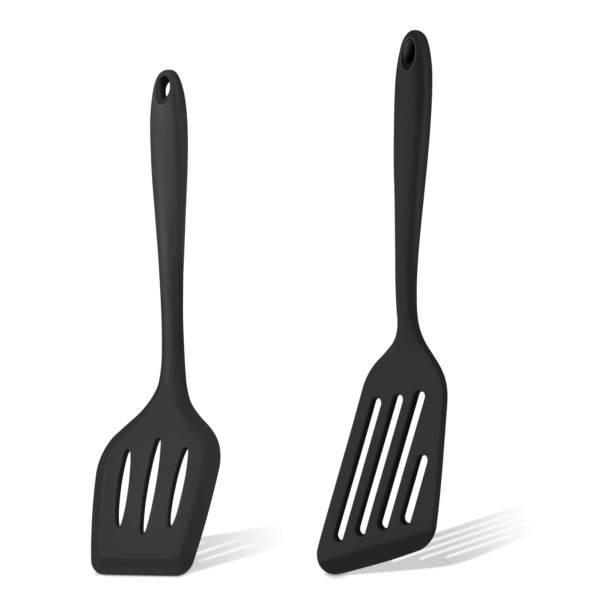 Herogo Silicone Spatula Pack of 2, Heat Resistant Turner for Cooking, Black