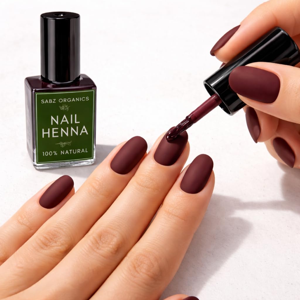 Nail Henna Liquid | Natural Herbal Nail Color | Dark Maroon Long Lasting Stain | Chemical Free, Quick Dry & Smudge Proof-image-41