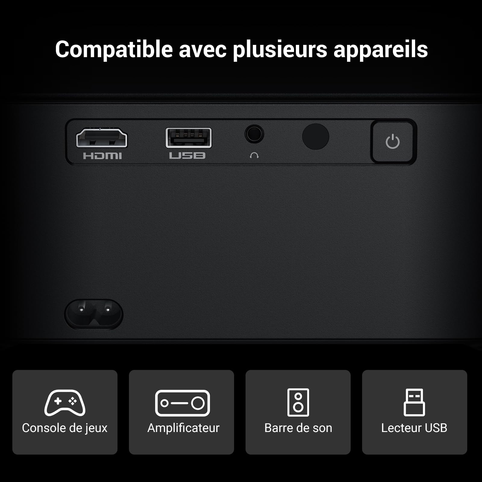 HAPPRUN H11 Vidéoprojecteur 4K Compatible avec Netflix-App, Videoprojecteur avec Haut-Parleur Intégré, Mini Retroprojecteur Compatible Smartphone/HDMI/TV Stick/USB/PS5 pour Maison, Chambre, Extérieur