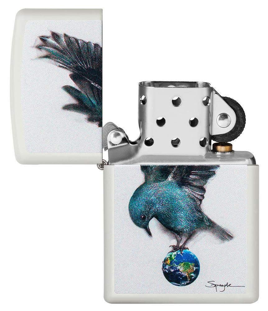 Zippo Spazuk Bluebird Perched on Earth Taschenfeuerzeug, Weiß matt, One Size, 49091, Weißes, Mattes Bluebird