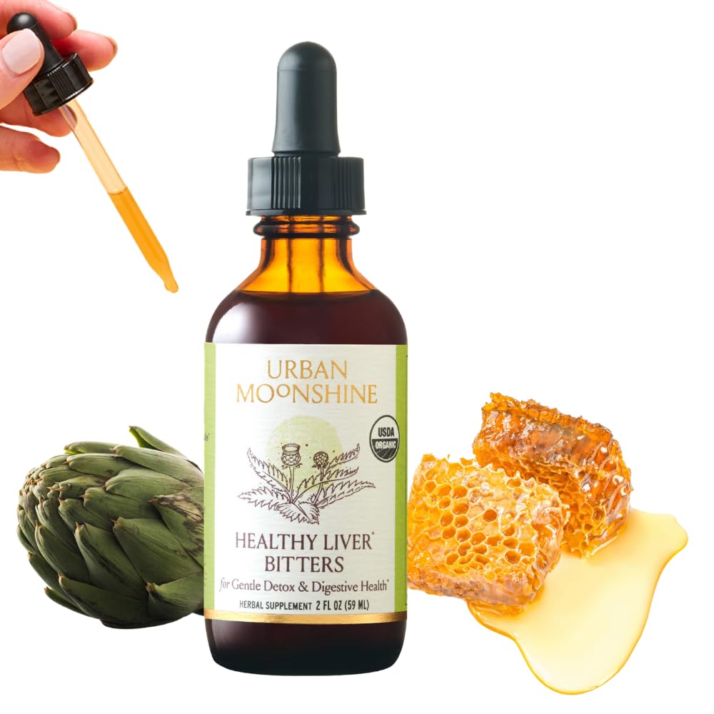 Urban Moonshine Healthy Liver Bitters - Certified Organic - Encourages Healthy Production & Release of Bile* - Digestive Health - Supports Liver Function* - Gentle Detox* - Digestive Bitters - 2 Fl Oz
