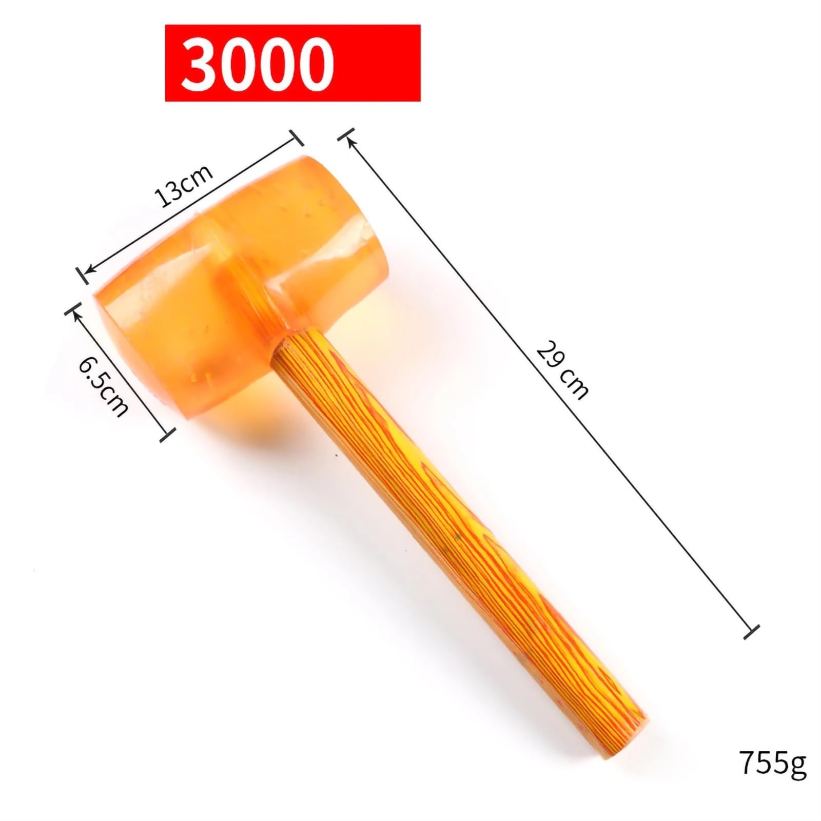 Młotek gumowy Przezroczysty drewniany uchwyt montowany do montażu mebli z płytek podłogowych(3000)