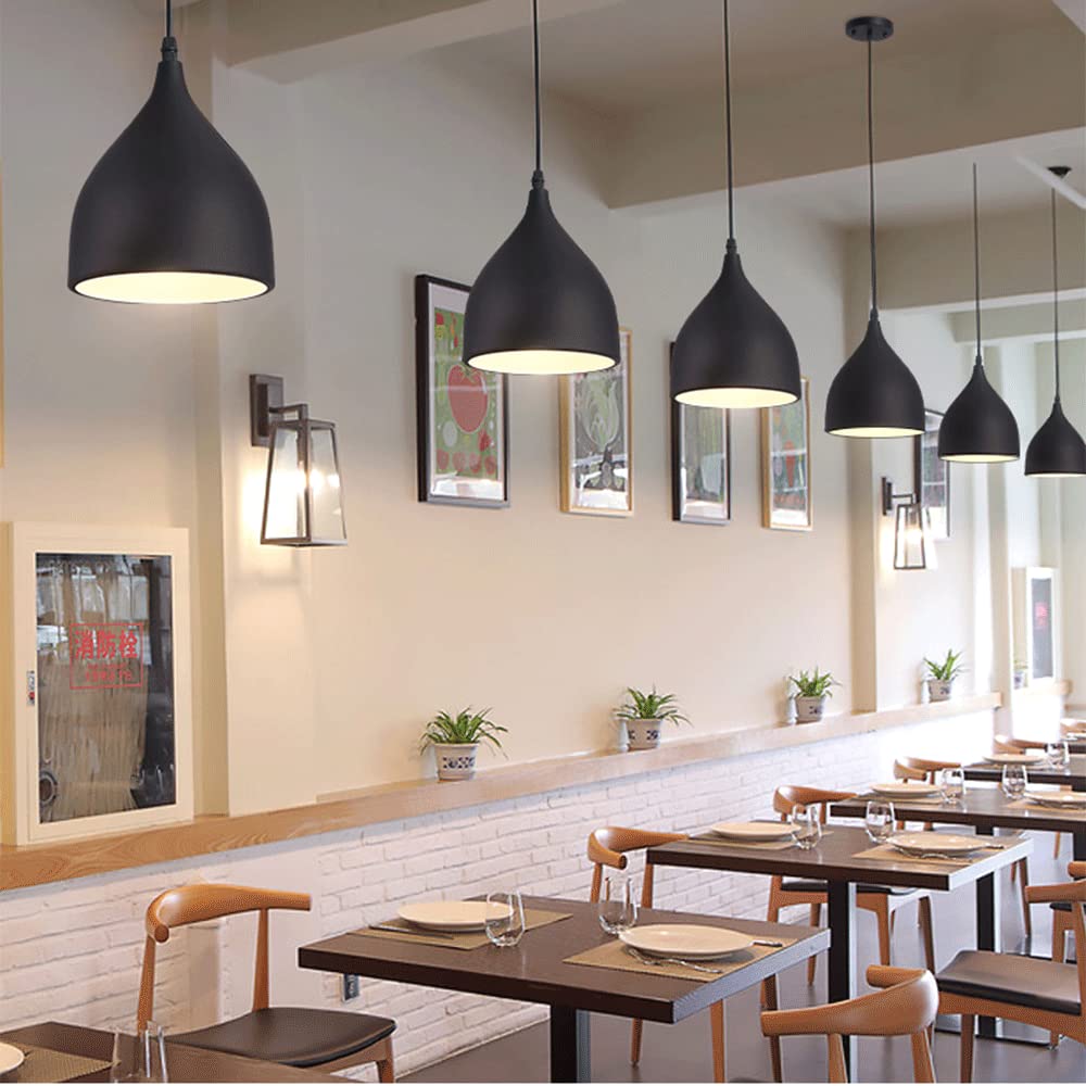 CSSYKV Lustre Simple Noir Et Blanc Abat-Jour De Suspension Industrielle Plafonnier En Métal Semi-encastré Luminaire Suspendu Pour Luminaire Suspendu Pour Îlot De Cuisine À Montage Au Plafond (Petit