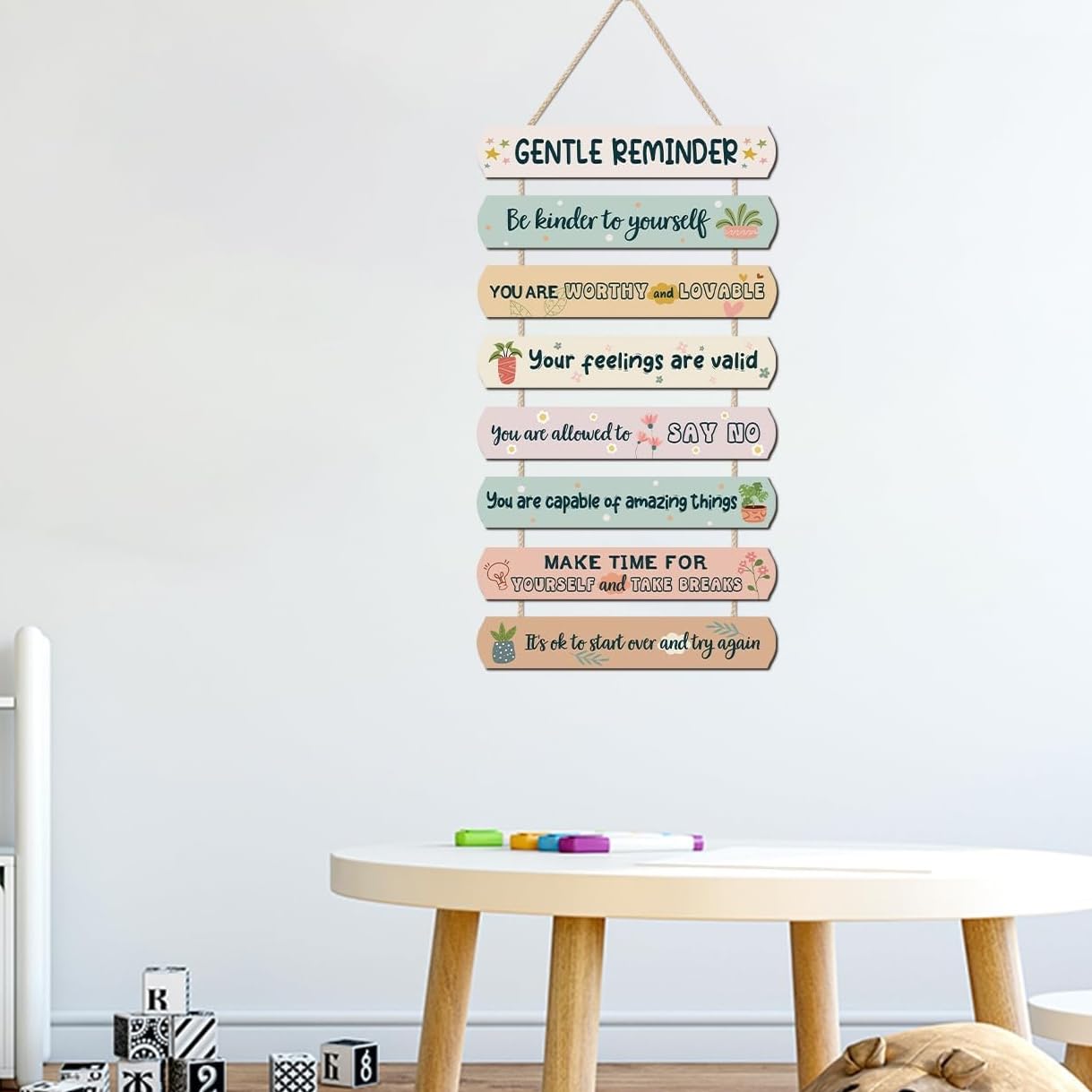 HPUINB Inspirational Quotes Gentle Reminders Wall Art, Motivational Positive Affirmations Decor - Image 3